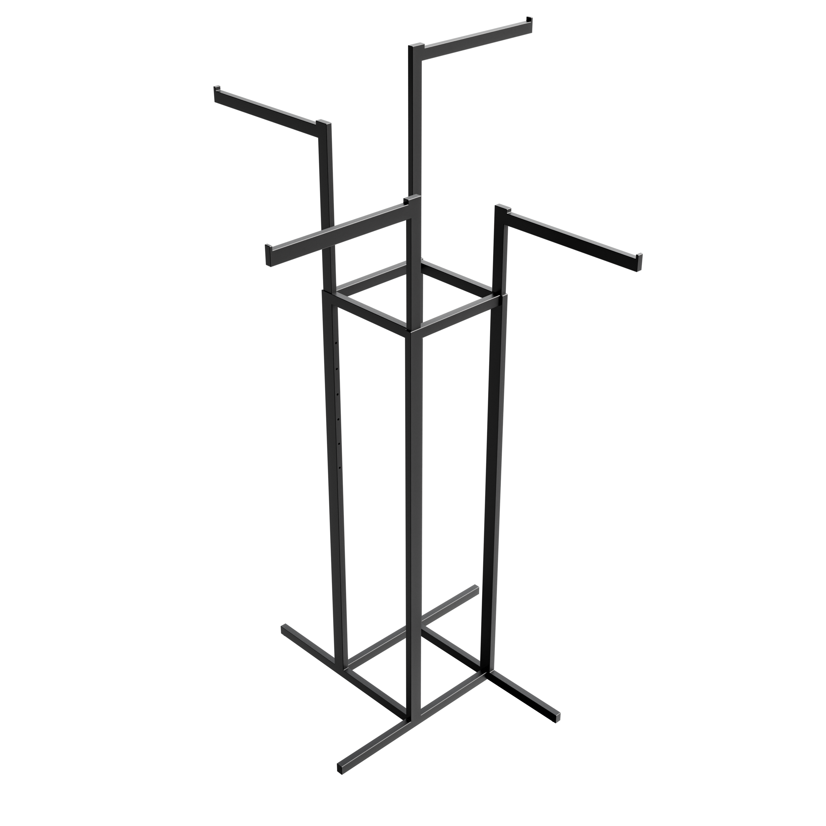 4-Way Clothing Rack With Straight Arms - Rectangular Tubing Black