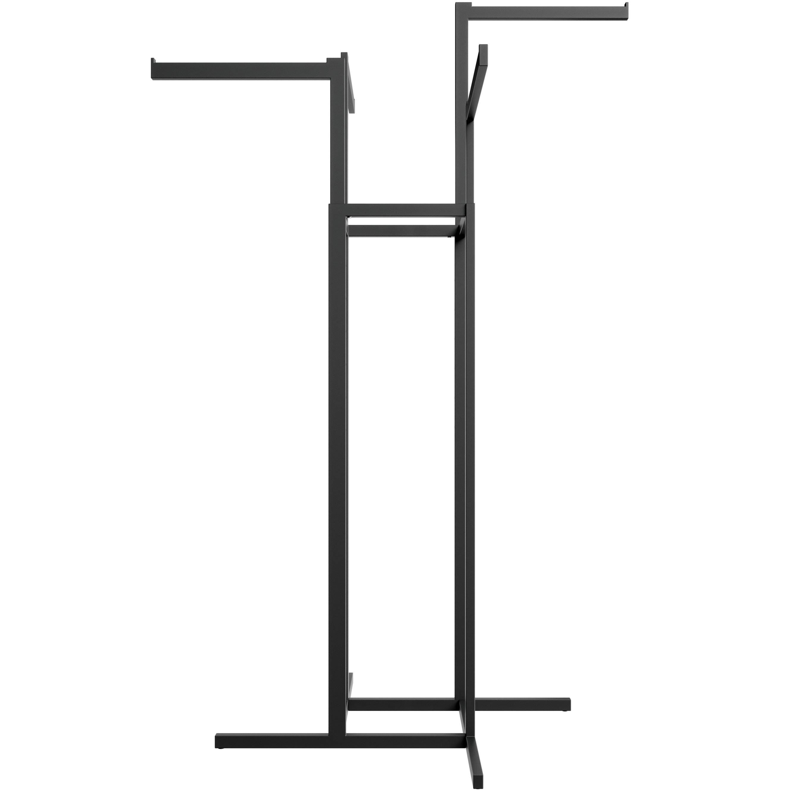 4-Way Clothing Rack With Straight Arms - Rectangular Tubing Black