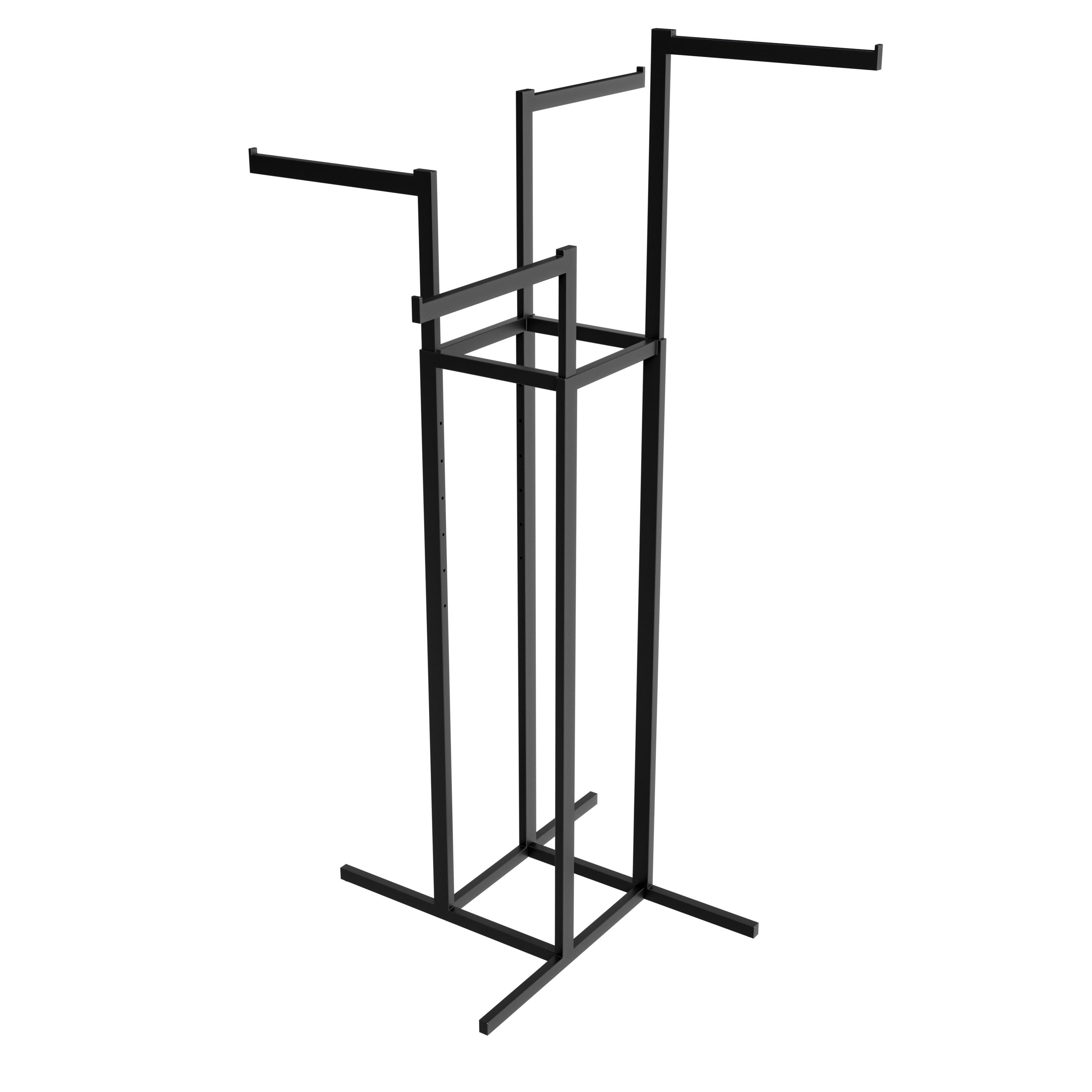 4-Way Clothing Rack With Straight Arms - Rectangular Tubing Black