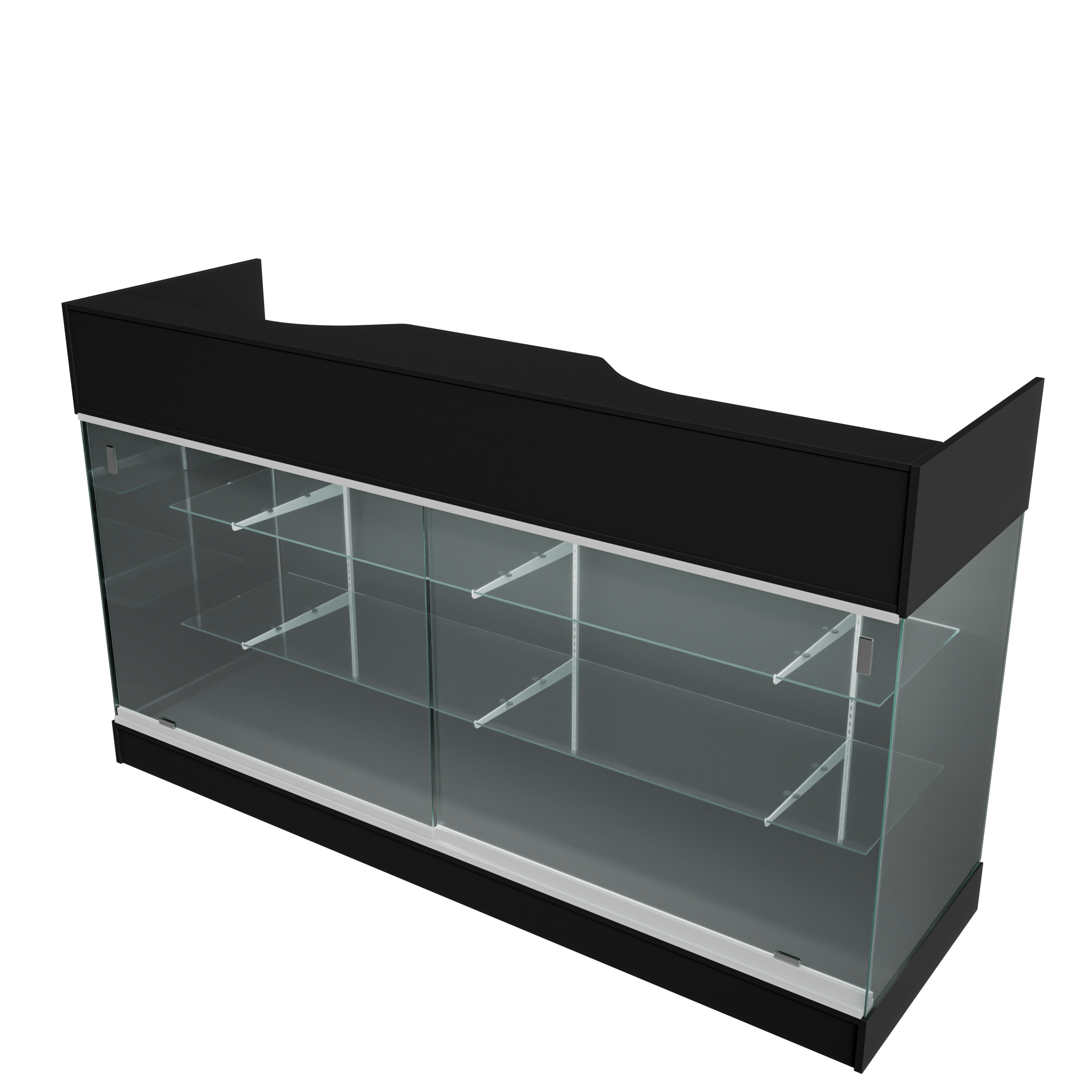 6ft Cash Register Stand with (Sliding) Glass Front