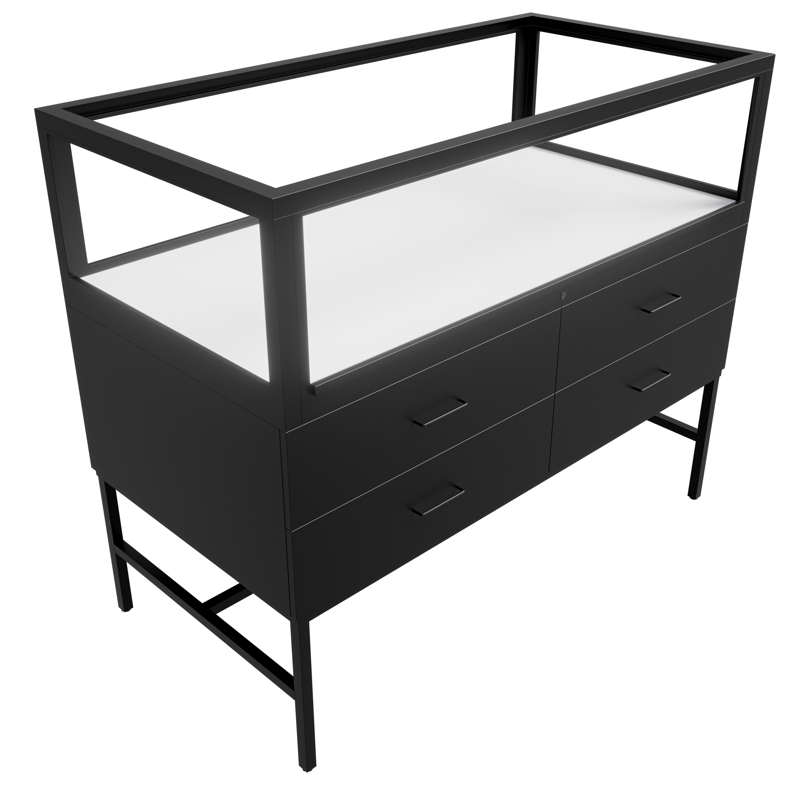 Deluxe Glass Showcase Display Cabinet with Storage (Matte Black)