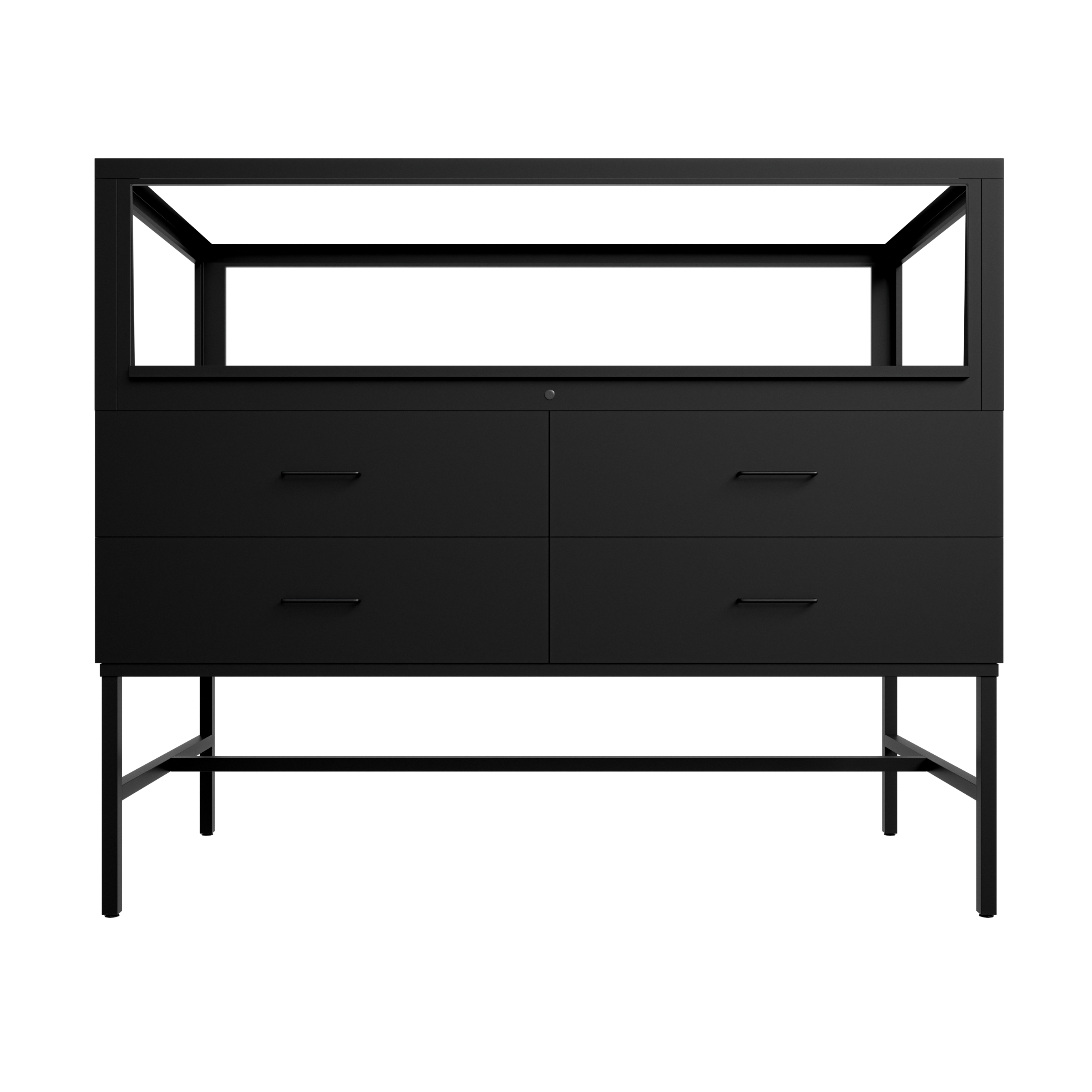 Deluxe Glass Showcase Display Cabinet with Storage (Matte Black)