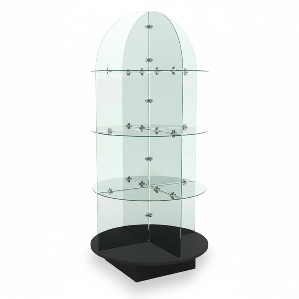 Round Rotating Glass Merchandiser
