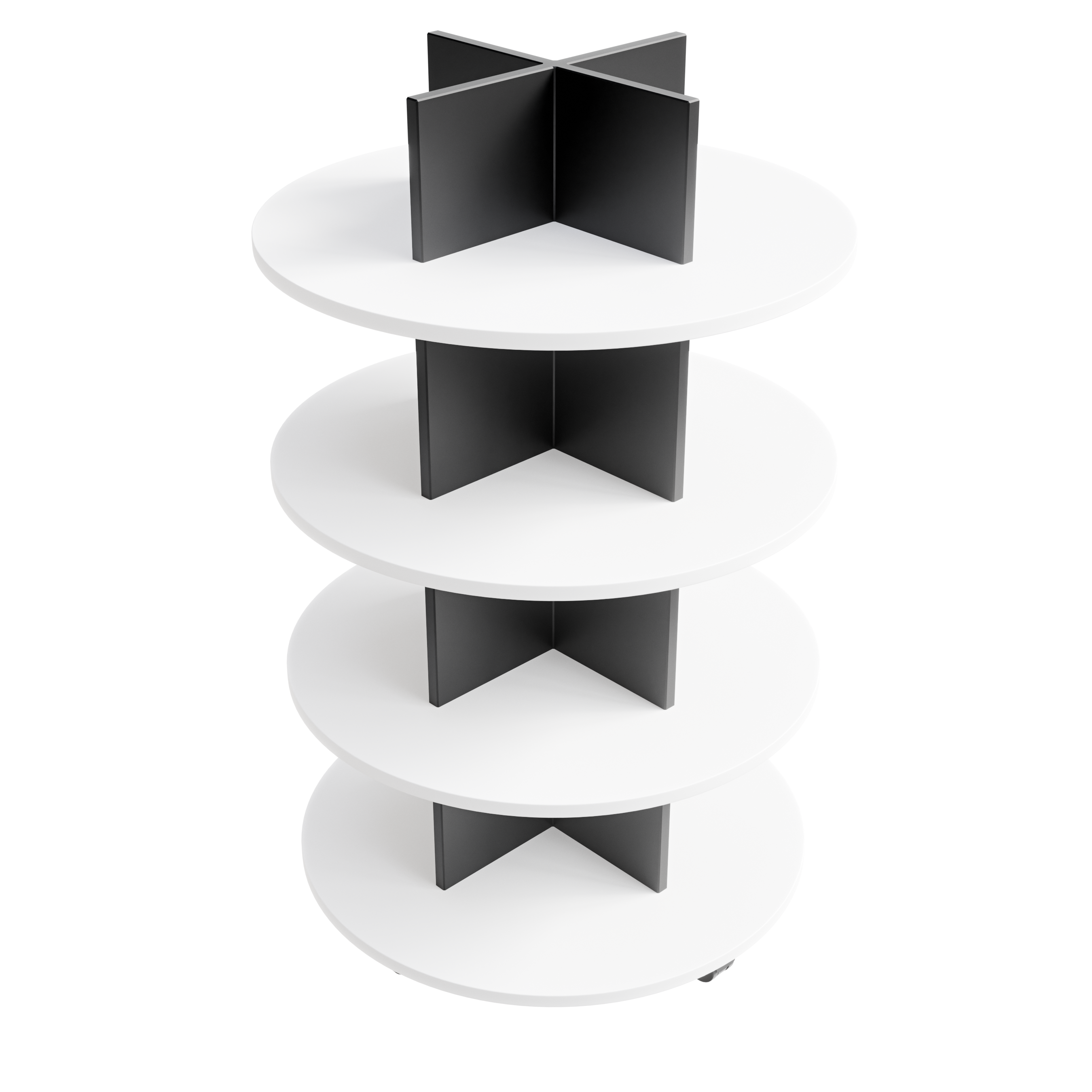 Island Table 4 Tier Round Merchandiser / Black & White