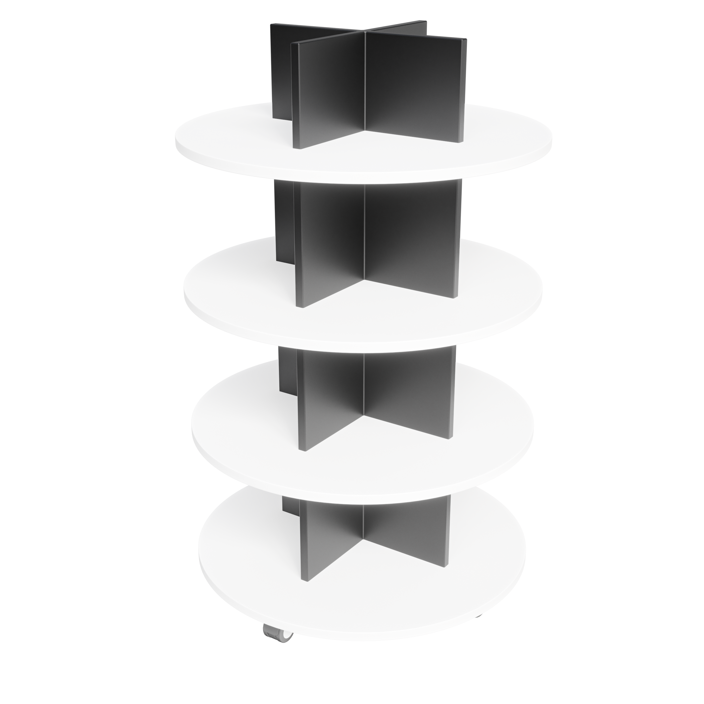 Island Table 4 Tier Round Merchandiser / Black & White