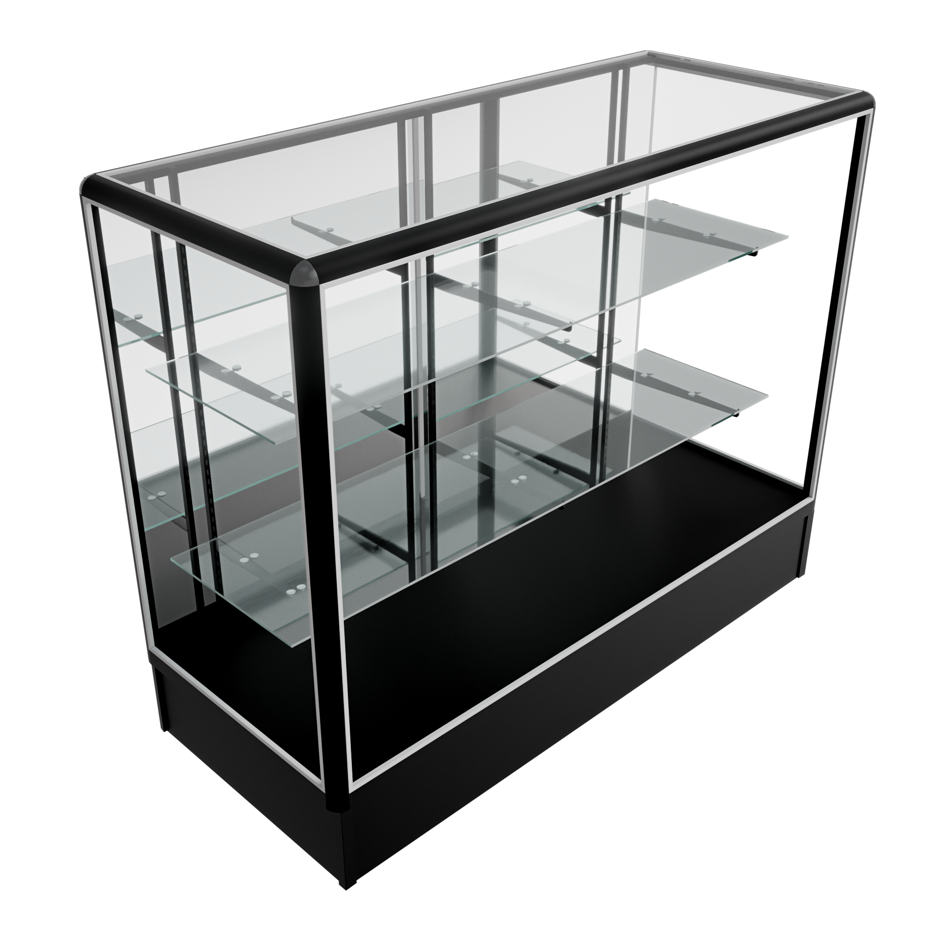 Radius Edge 4ft Showcase with Mirrored Doors (Black)