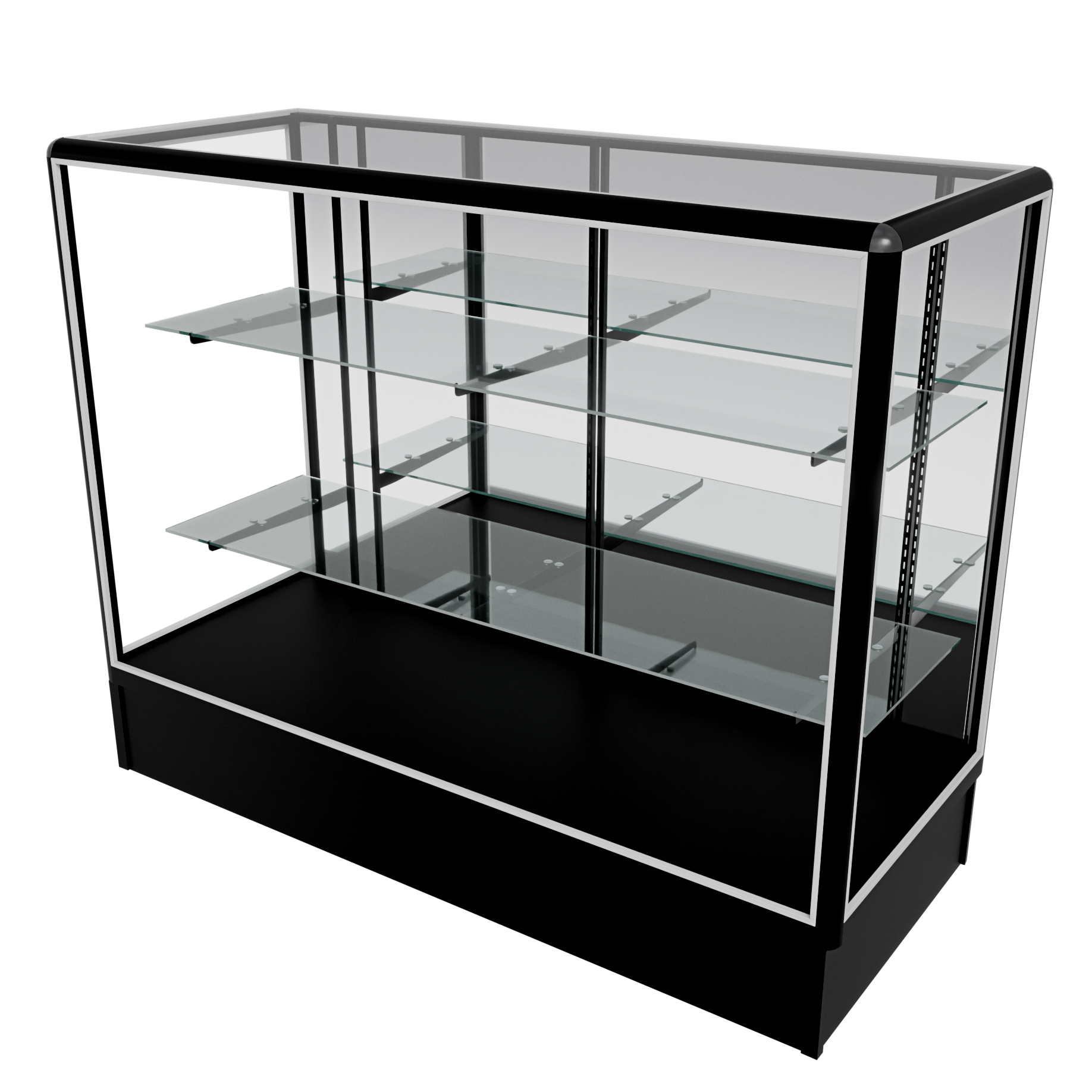Radius Edge 4ft Showcase with Mirrored Doors (Black)