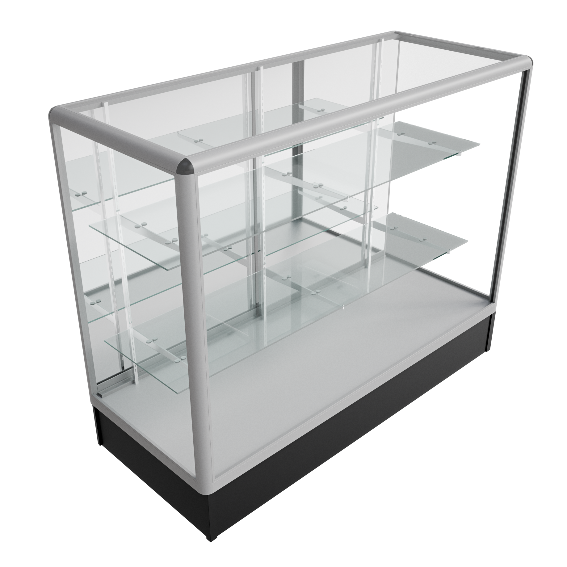 Radius Edge 4ft Showcase with Mirrored Doors (Silver)