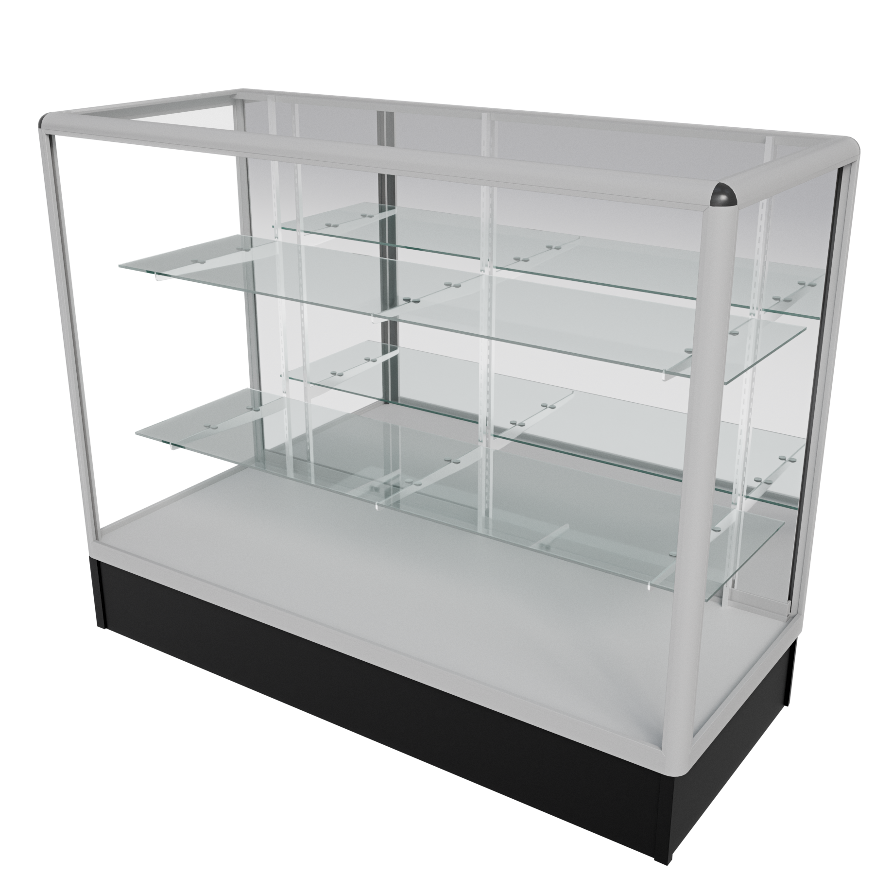 Radius Edge 4ft Showcase with Mirrored Doors (Silver)
