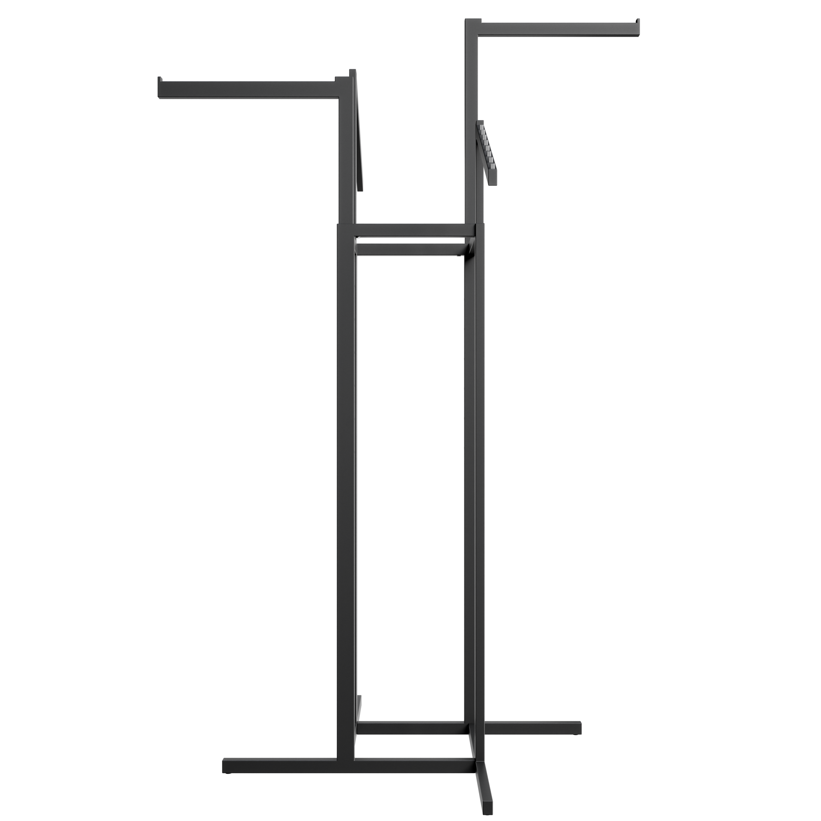 4-Way Clothing Rack W/ Straight Arms and Slant Arms- Rectangular Tubing Black